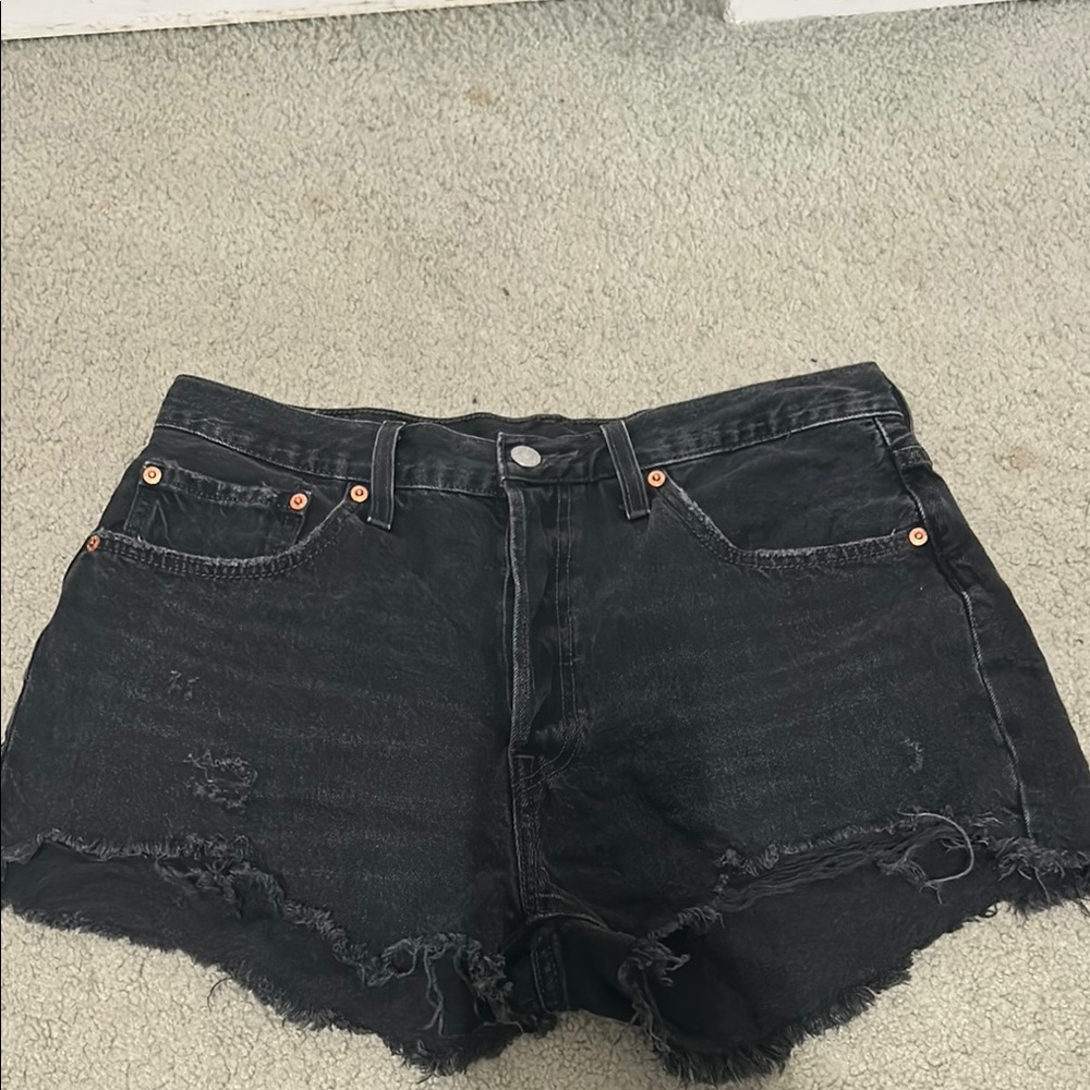 Levi's Black Distressed Jean Shorts High Rise